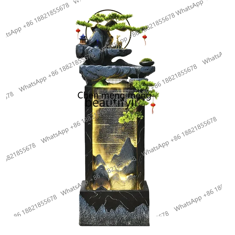 

X Artificial Mountain and Fountain Living Room Alpine Water Curtain Landscape Floor Lucky Hotel Hall Decoration