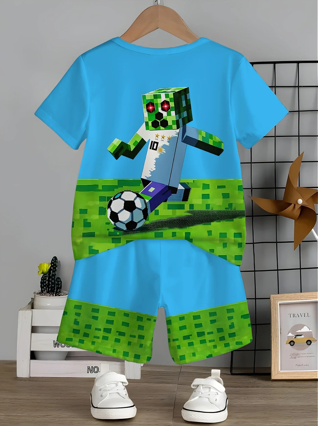 2025 Summer Men's Fashionable 3D Printed Short Sleeved T-shirt and Shorts, Essential for Outdoor Activities