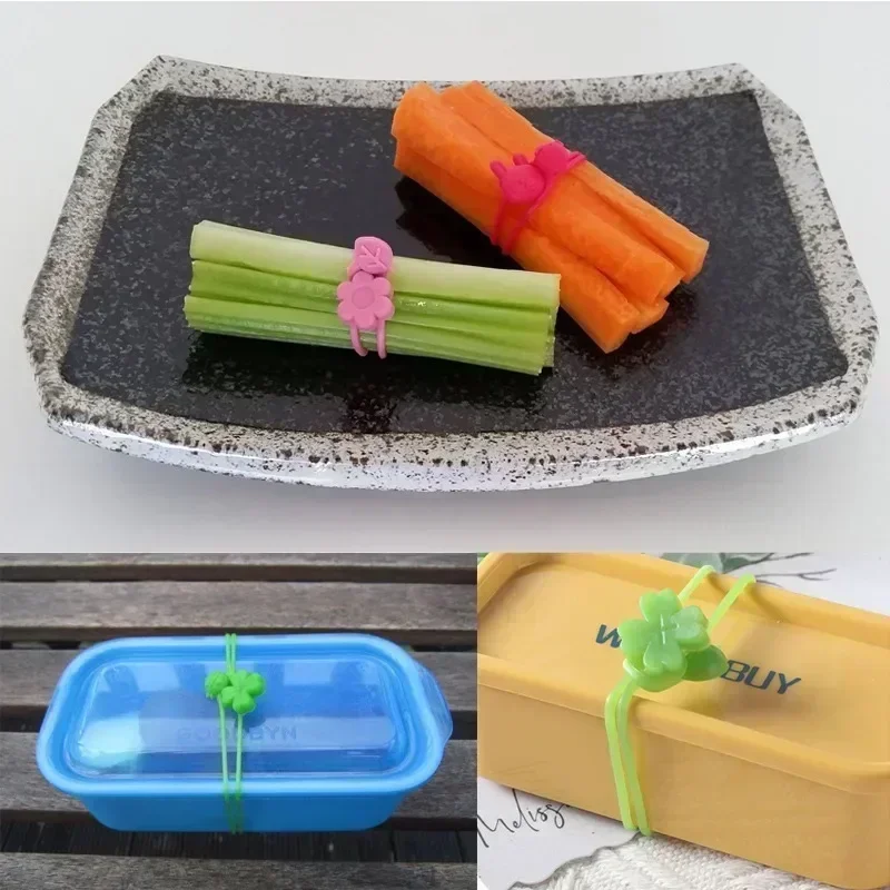 10pcs Multi-Purpose Silicone Rubber Strap Silicone Wrap Bands Bento Box Fixing Elastic Silicone Band Bento Case Bands