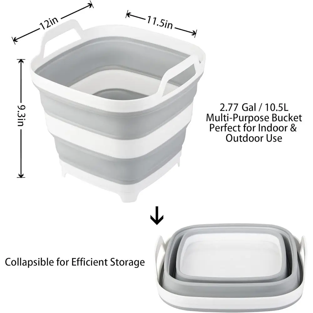 Collapsible Ice Bucket, 2.77 Gal/10.5L Each, Drink Cooler for Wine & Champagne, Space-Saving Tub, Outdoor Waterpot for Garden &