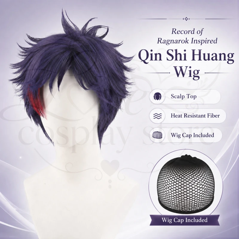 Peluca de Cosplay de Shikoutei Nostradamus Michel, Peluca de Anime de Record of Ragnarok DokiDoki, Peluca de Hombre para Cosplay de Qin Shi Huang