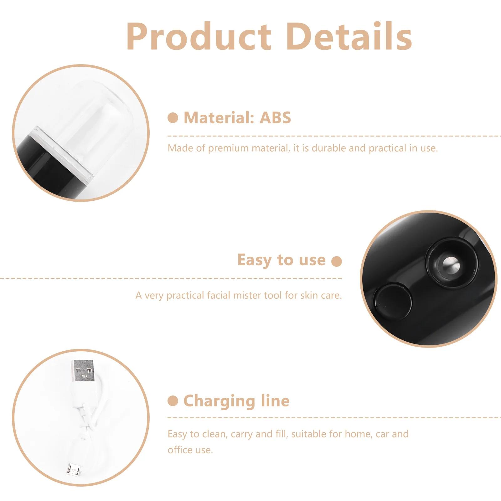 1 قطعة بخاخ رذاذ الوجه ABS المواد USB نانو المحمولة ترطيب مستر ترطيب أداة العناية بالبشرة للاستخدام المنزلي سيارة السفر