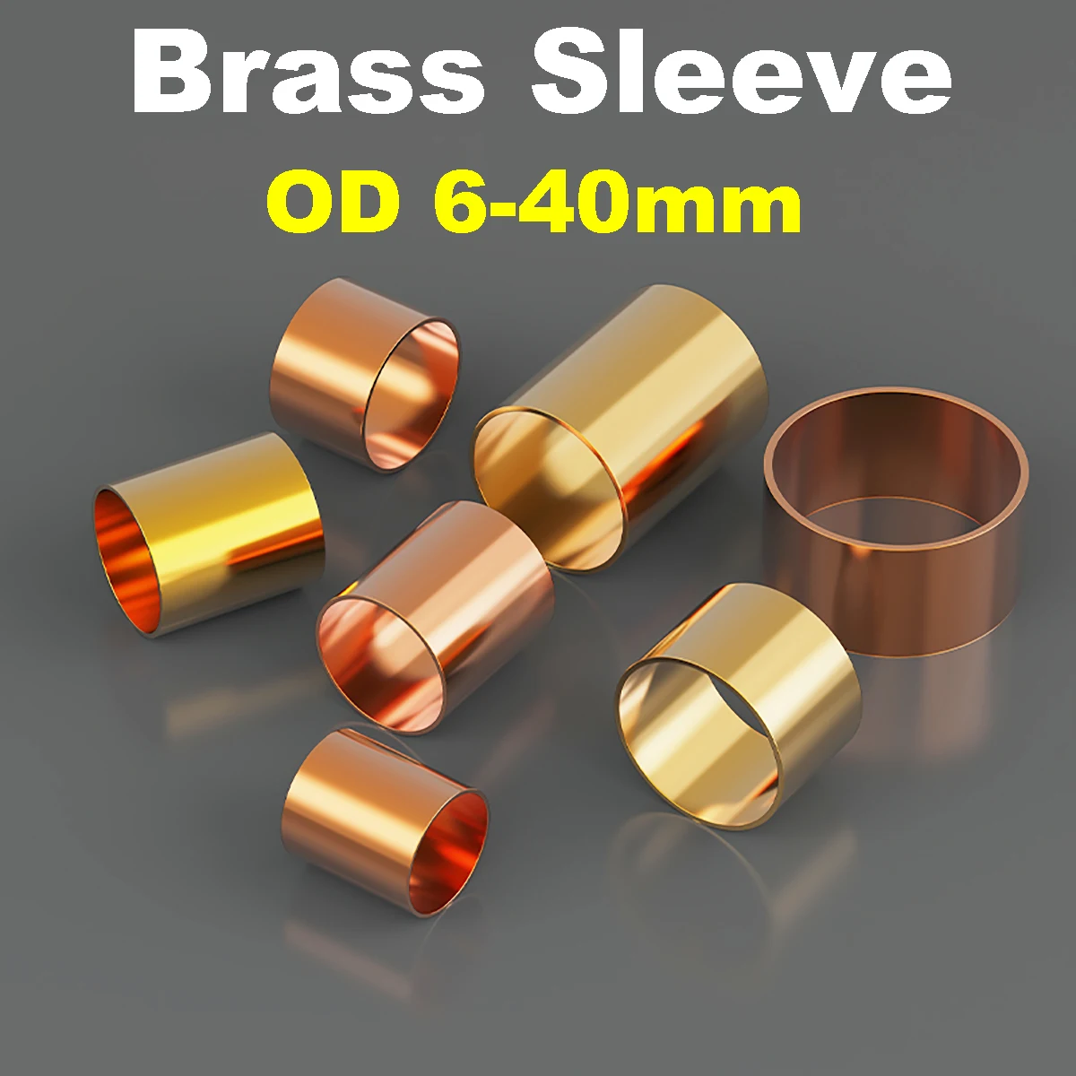 2Pcs Brass Sleeve Base Bushing Wall Thick 1mm OD 6/8/9/10/12/14/16/18/20-40mm Bearing Sleeve for Slide Block Length 6-50mm