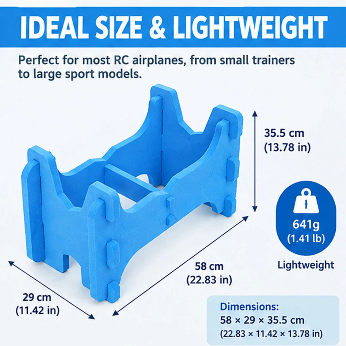 EVA Foam RC Airplane Stand 58x29x35.5cm, Detachable Aircraft Workbench Holder for RC Plane Repair & Display