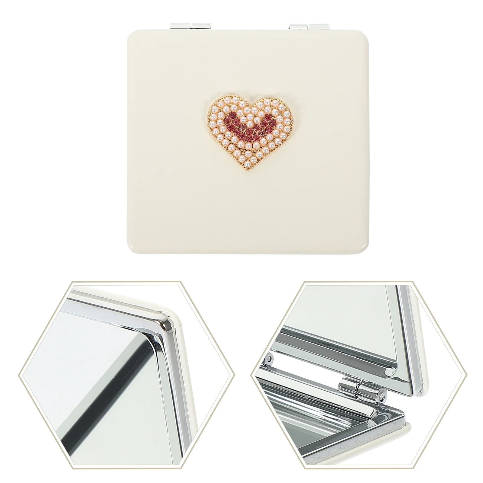 

Mini Heart Clamshell Small Makeup Mirror Foldable Compact Portable Travel Women Pocket Vanity Mirror Clear Hd Reflection Durable