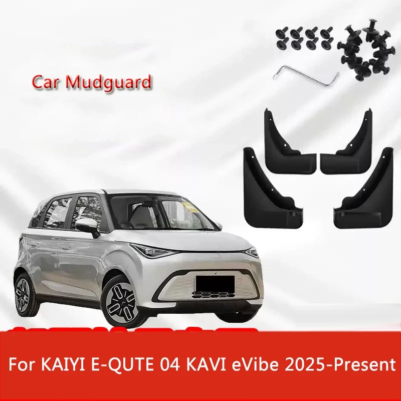 4pcs ABS Car Fender Mud Flaps Auto Splash Guard Anti-dirt Wear-resistant Accessory For KAIYI E-QUTE 04 KAVI eVibe 2025-Present
