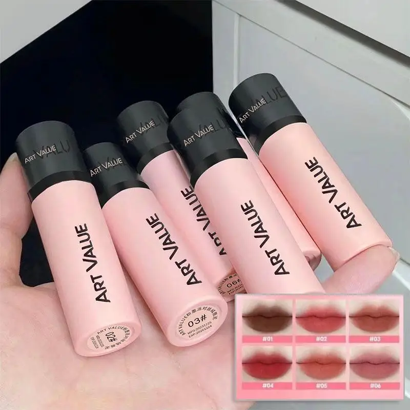 (HG) Lucidalabbra Rossetto liquido liscio come la seta impermeabile a lunga durata Nebbia rosa Velluto Smalto per labbra Trucco leggero Tinta per labbra Fango