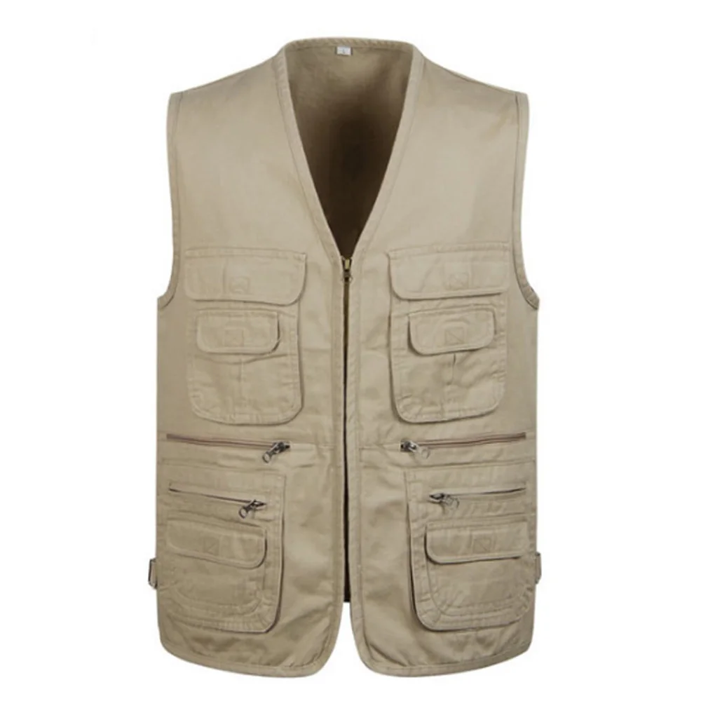 

New Men Multi Pocket Camera Outdoor Travelers Fishing Working Photography Vest Safari Style Loose Vests Breathable Waistcoat