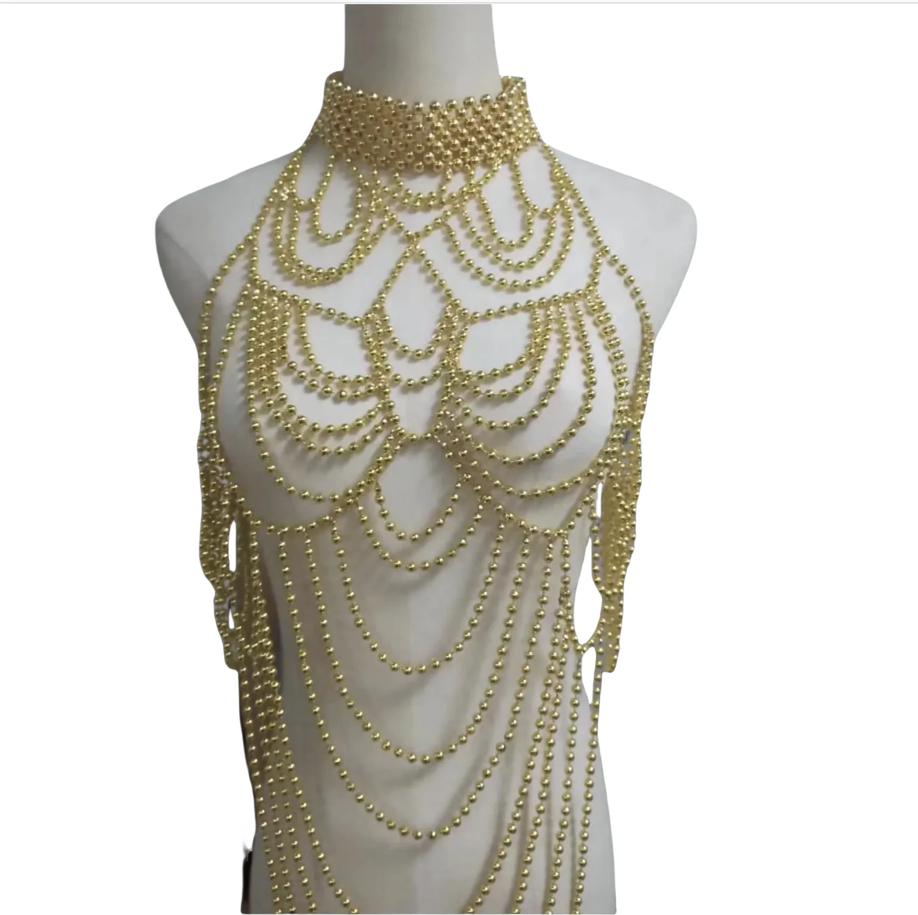 

Body Chain Jewelry Pearl Sexy totally hand-made Shoulder Bikinis Waist Chain Bra Body Chains For Women Waist Hain Wedding Dress