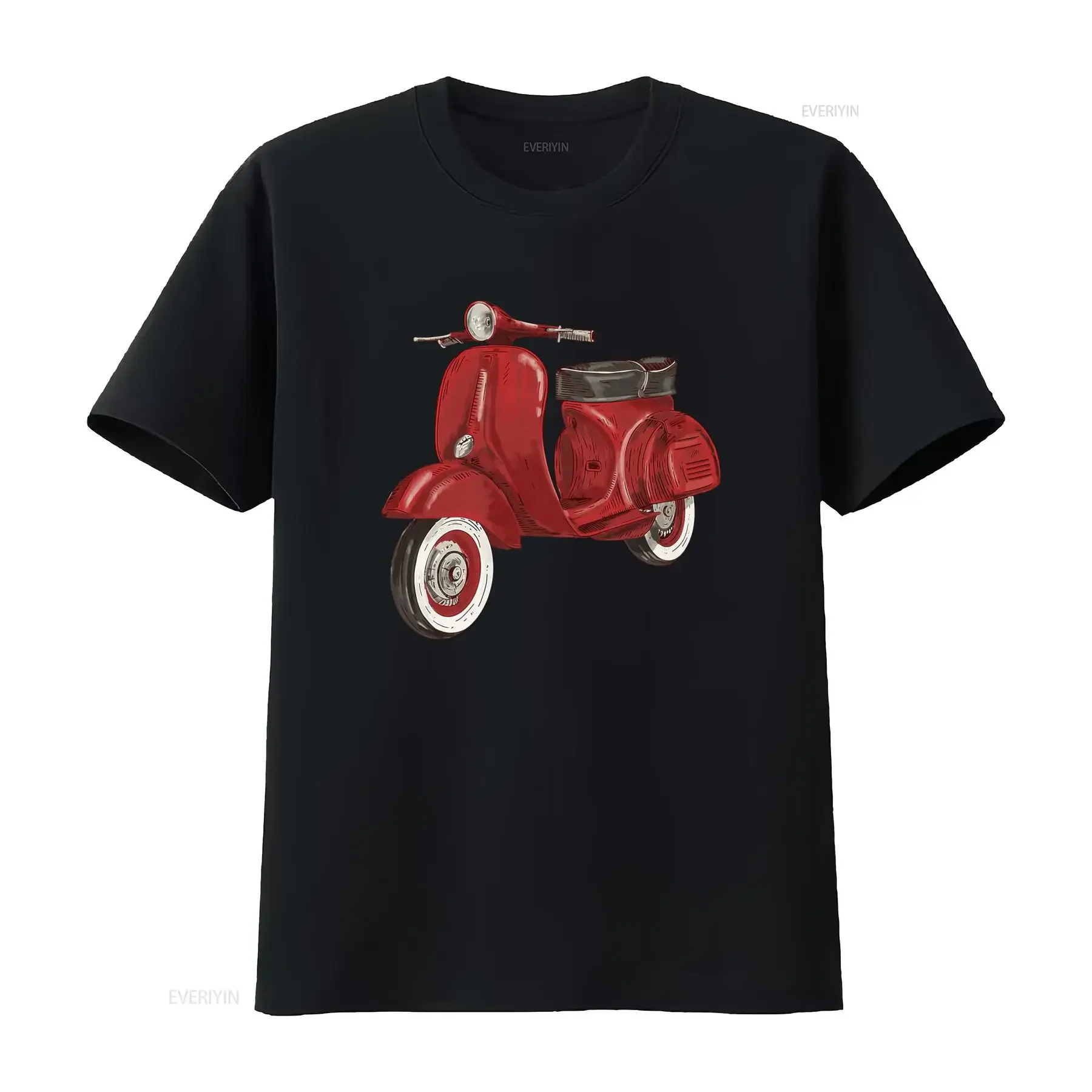 Maglietta Uomo Vintage Scooter Stile Retro Anni '60 Design Ispirato all'Italia Morbida e Traspirante Taglio Comodo Collo Casual