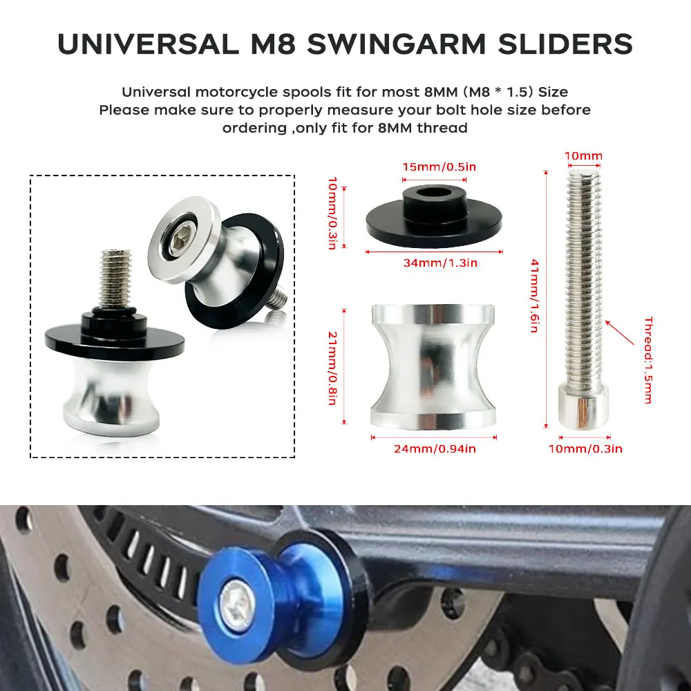 لهوندا CBR600RR CBR1000 954RR 900RR 250R 300R 500R 400RR 650R دراجة نارية Swingarm بكرات حامل خلفي مسامير المتزلجون #4