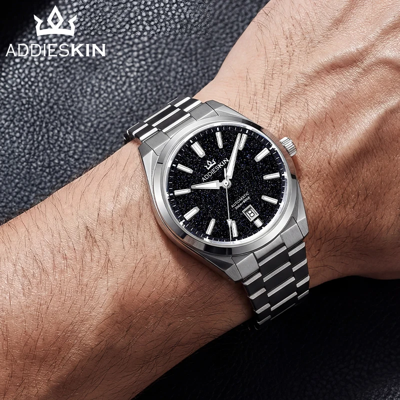 ADDIESKIN K010 Starry Night Blue Goldstone Dial Watch Automatic Men Sapphire BGW9 Luminous 200m Waterproof Stainless Steel Watch