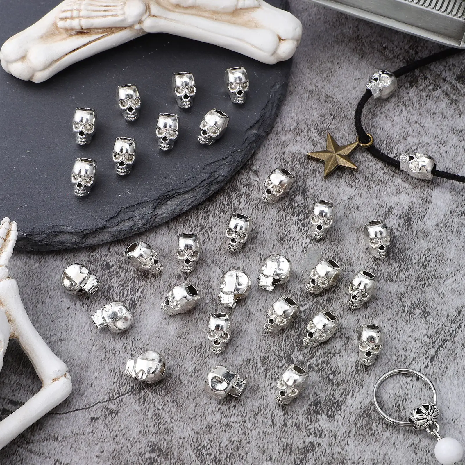 

30pcs Skull Spacer Beads Faceted Crystal Glass Loose Beads For Jewelry Making Earing Necklace Bracelets DIY Crafts Accessories