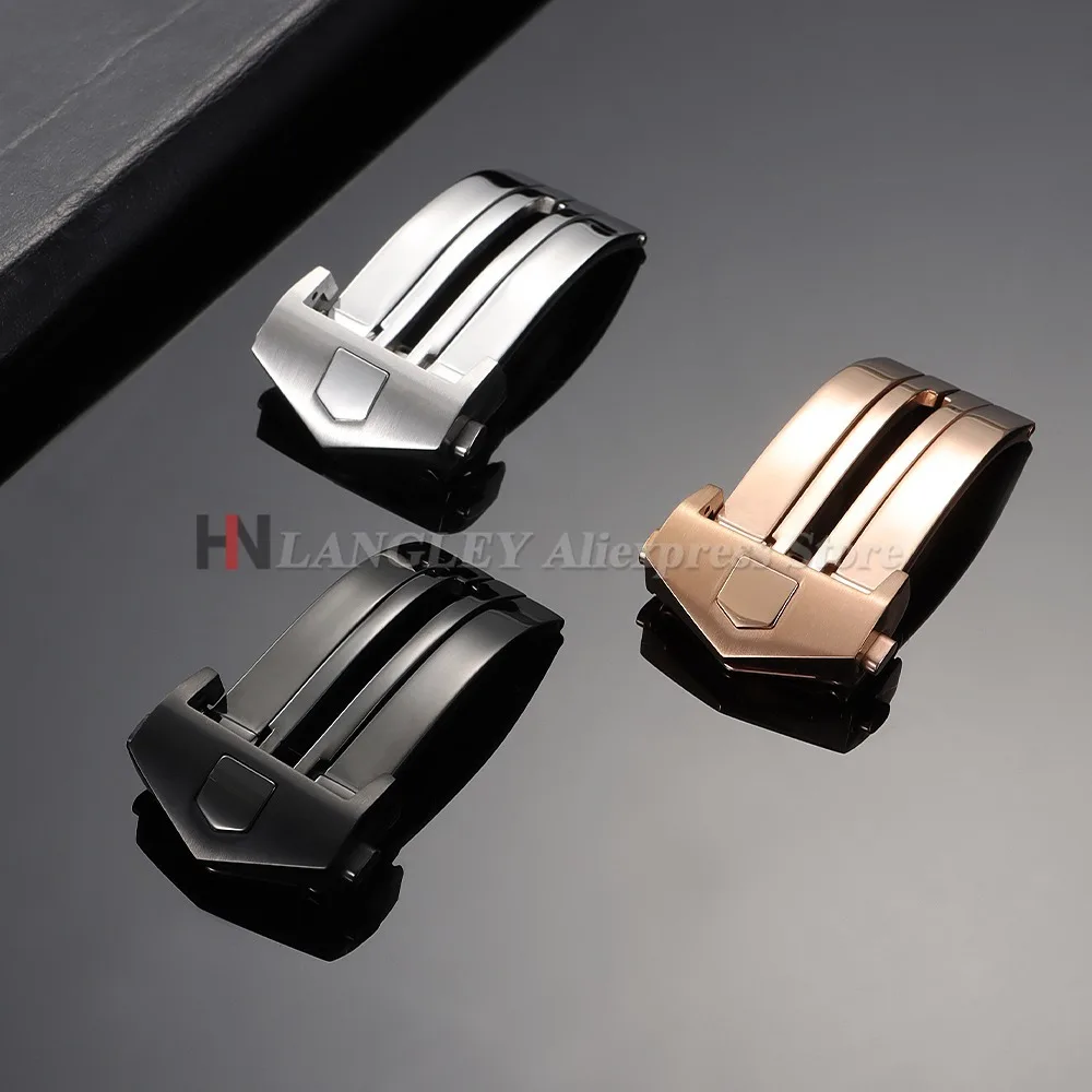 태그호이어 스트랩용 시계 버클 스테인리스 스틸 폴딩 클라스프 18mm 20mm 가죽 실리콘 시계줄용 더블 버튼 액세서리