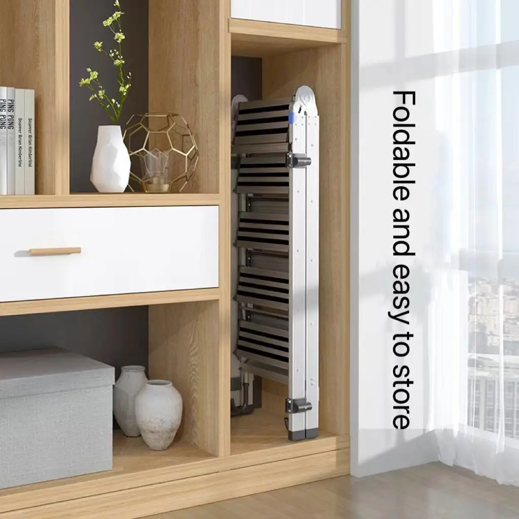 سلم ثقيل قابل للطي وقابل للتعديل من الألومنيوم، سعة تحميل 150 كجم معتمدة من CE لاستخدام الدرج والمستودعات