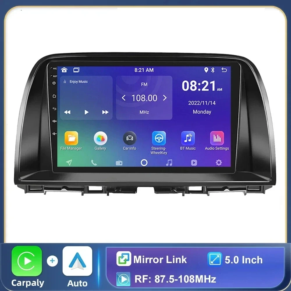 Автомобильная стереосистема Android 14 для Mazda CX5 CX-5 CX 5 2012-2016 2 Din Автомобильный радиоприемник GPS Мультимедийный плеер Carplay Android Auto Mirror Link