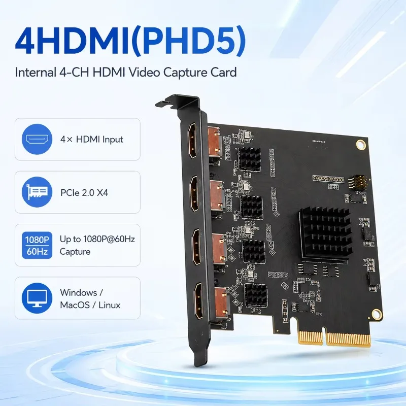 PCIe X4 4CH HDMI Capture Card 4K30 HDMI1.4 YUY2 Multi Mode Internal PCI Video Capture Card