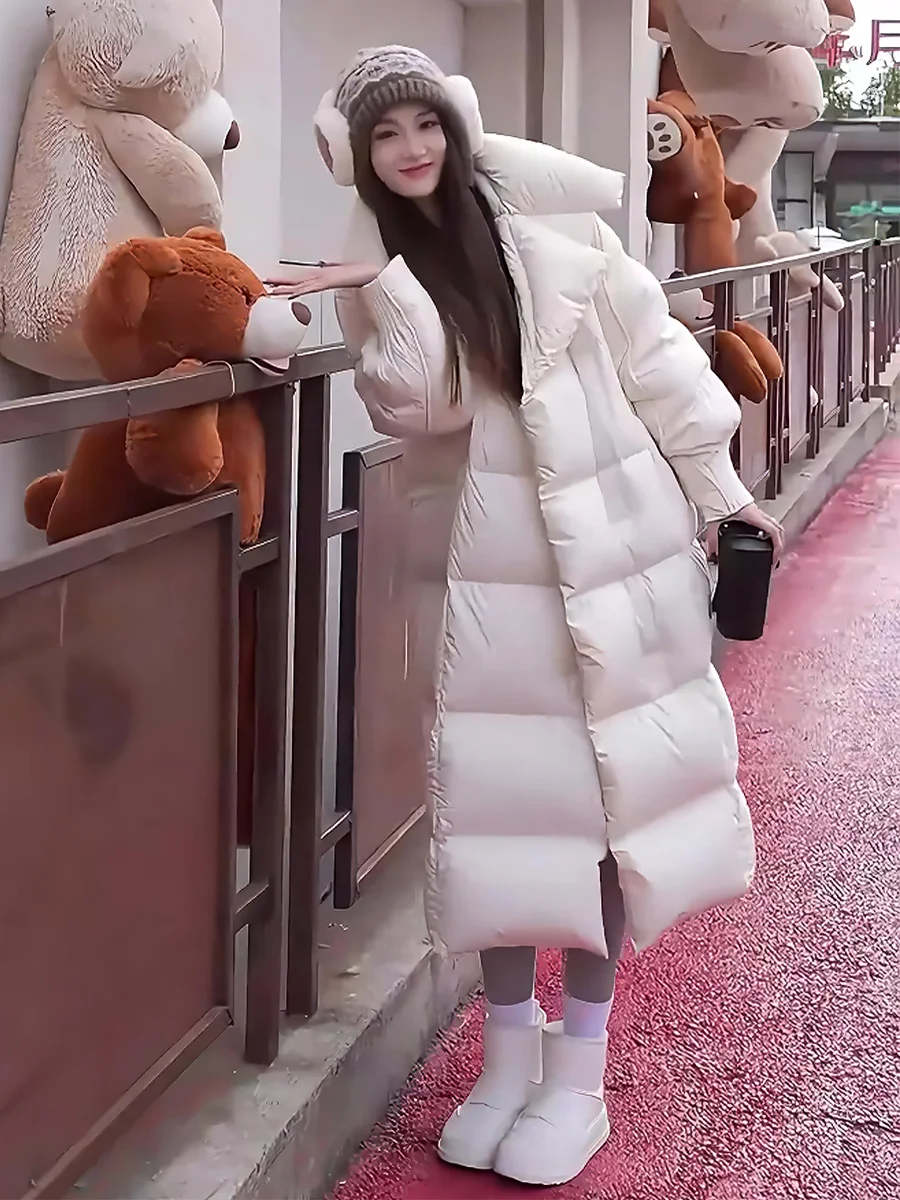 Thiened cálido largo blanco Du down Jaet invierno nueva Faion abrigo por encima de la rodilla mujeres de moda cuello grande viaje Sle prendas de vestir exteriores