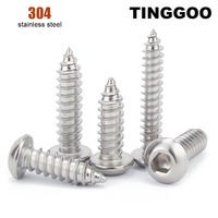 3/50pcs M2 M2.3 M2.6 M3.5 M4 M5 to M8 304 Stainless Steel Allen Hex Hexagon Socket Pan Button Round Head Self-tapping Wood Screw