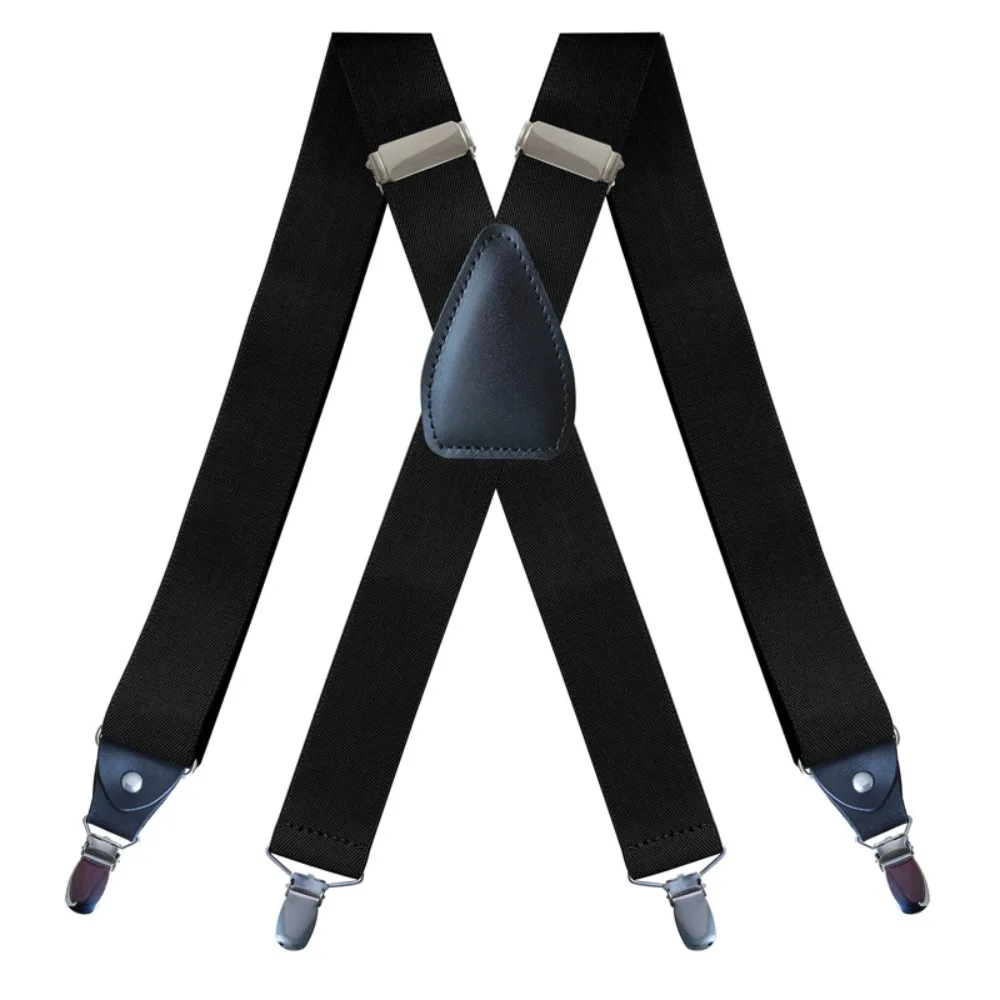 Men's Suspenders Heavy Duty Big Tall 3.5cm X-back 4 Clips Adjustable Elastic Trouser Pants Braces Belt Gifts for Him Dad Husband