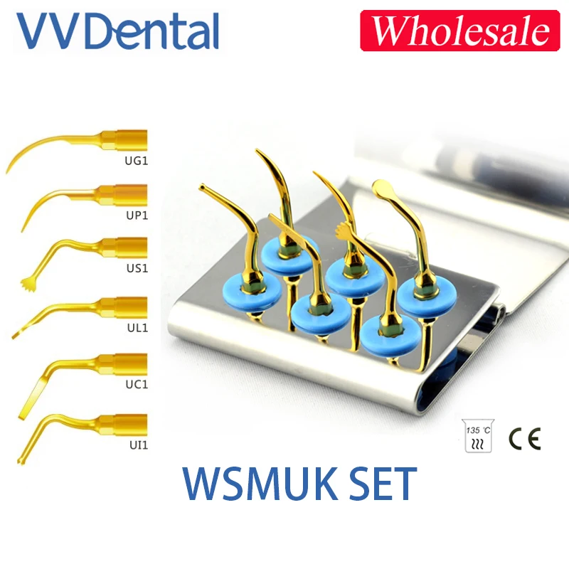 VVDental New WSMUK Wholesale Dental Piezo Surgery Tips Sets Bone Surgery Tips Kit for Woodpecker Handpiece Surgery Working Tip