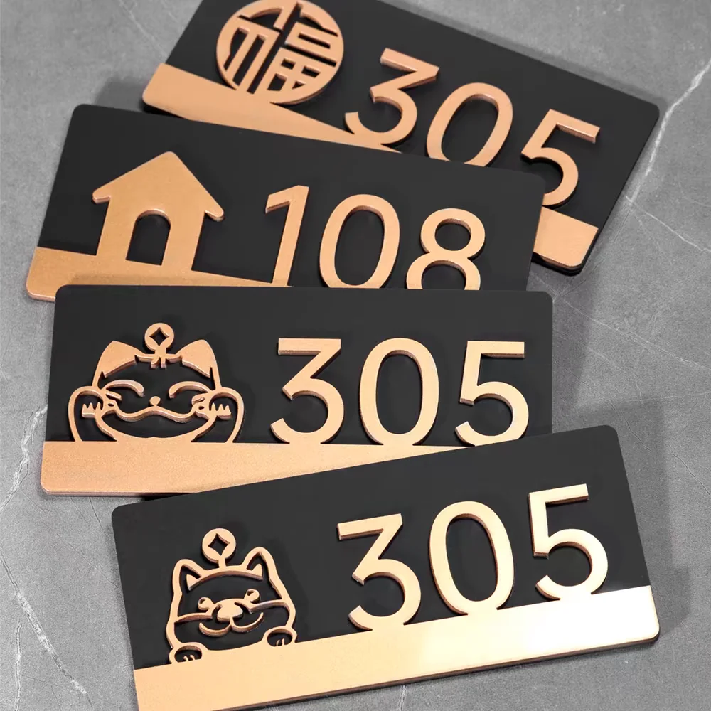 Letreros de Número de Casa Acrílicos Personalizados con Corte Láser, Modernos, para Uso en Exteriores, Placa con Nombre y Dirección, Placa de Puerta Familiar 3D