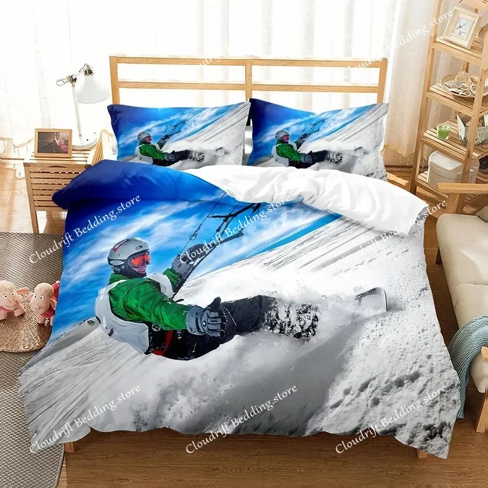 3D Print Mountain Ski Extreme Duvet Cover Set UK Single Double Queen US Twin Full King Size Polyester Bedding Sett