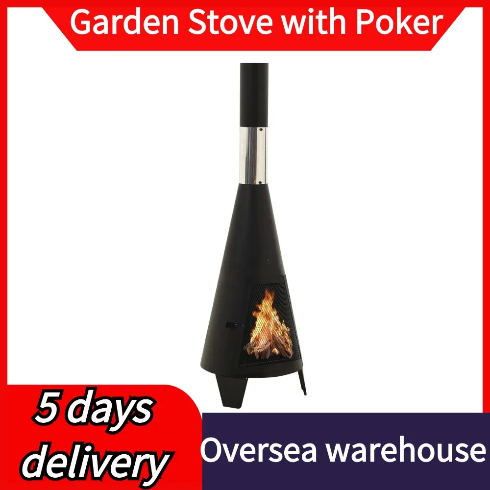 Outdoor Fire Pits Ceramic Tabletop Fire Pit Portable Ethanol Fire barbecue Patio Camping Garden Stove with Poker 38x38x122cm