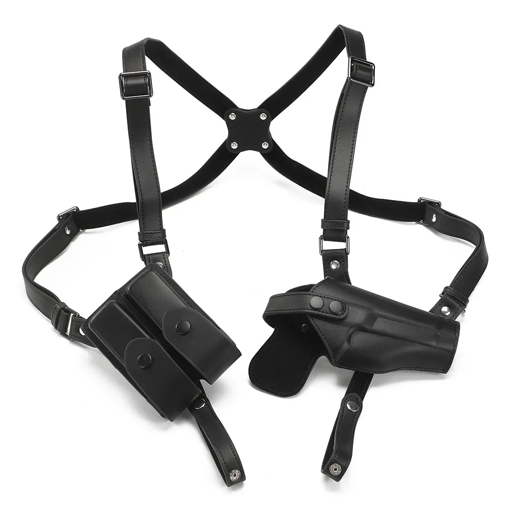 Universal Vertical Shoulder Strap Holster Tactical Underarm Universal G17 Holster Type 92 1911 Leather Gun Bag