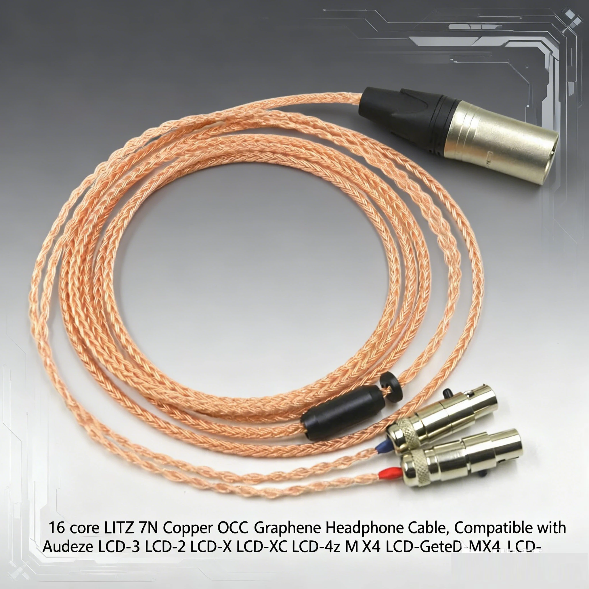 

16 Core LITZ 7N Copper OCC Graphene Earphone Replacement Upgrade Cable For Audeze LCD-3 LCD-2 LCD-X LCD-XC LCD-4z LCD-MX4