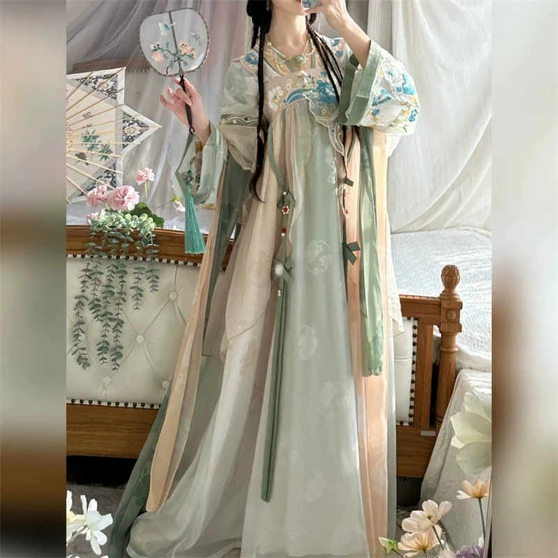 Hanfu 드레스 여성 고대 중국 전통 카니발 요정 드레스 당나라 공주 댄스 Hanfu 빈티지 코스프레 의상