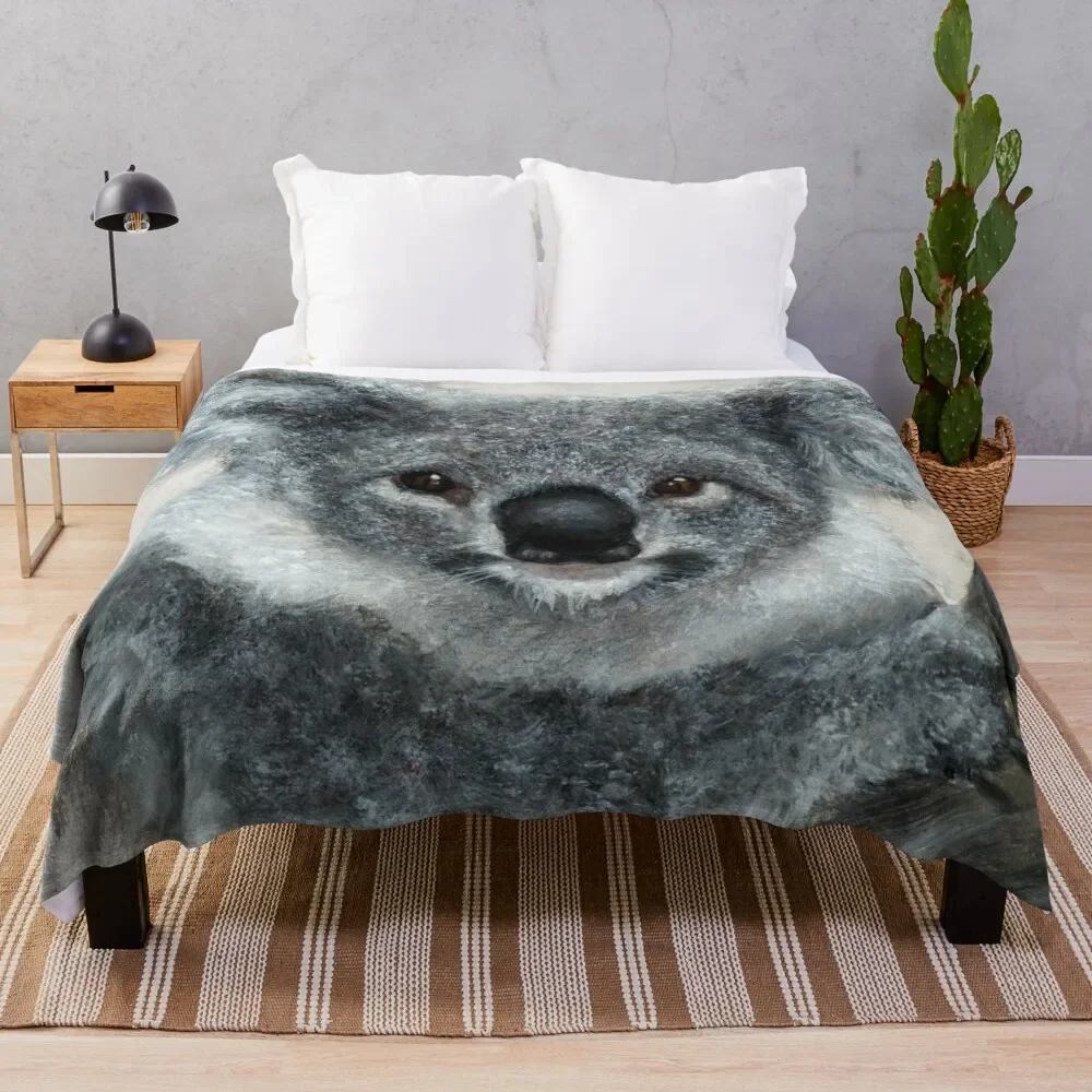 Koala Watercolor Art Throw Blanket Fluffy Shaggy Hair Blankets