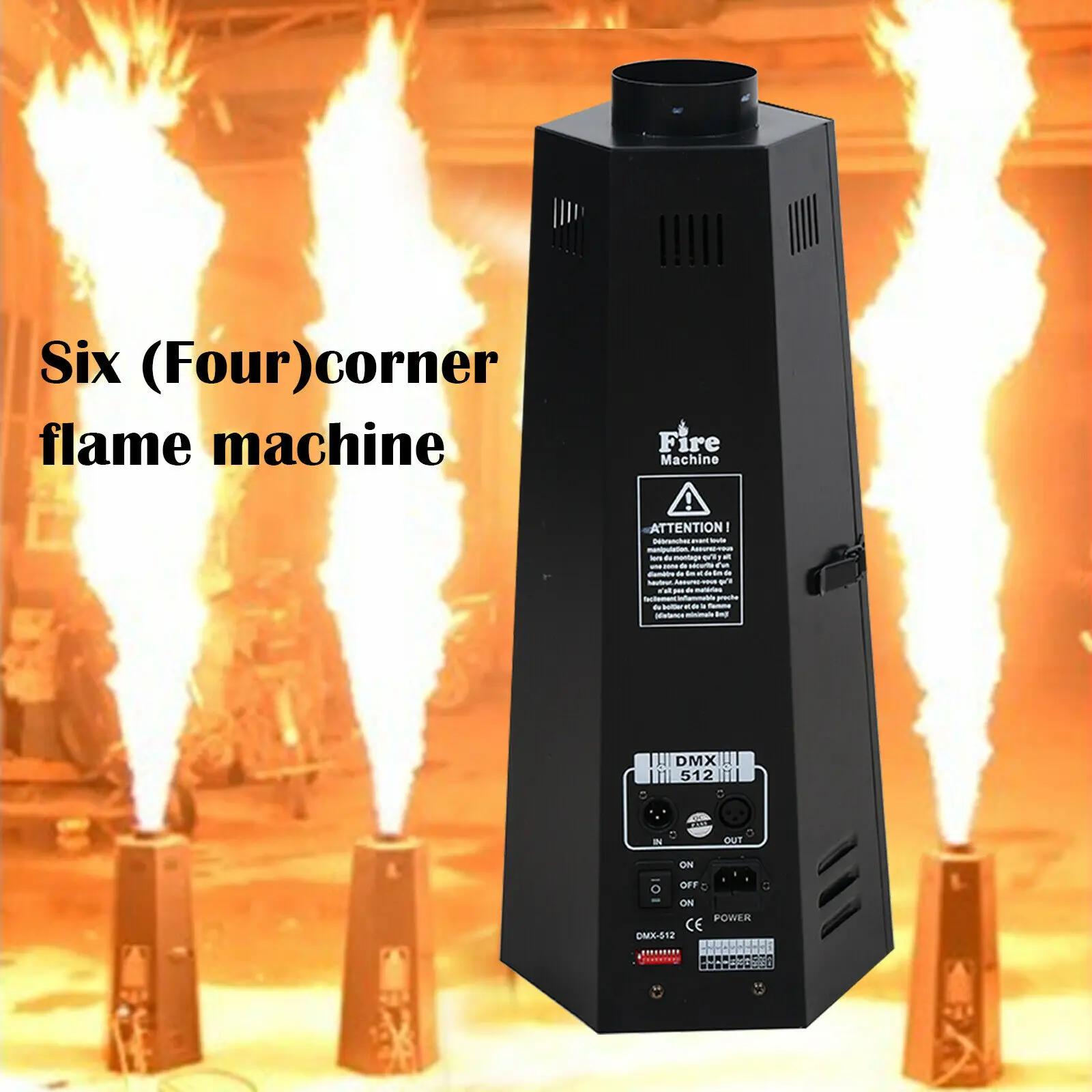 200W DMX Flame Machine Six Corner Fire Stage Effect Equipment For Stage Show