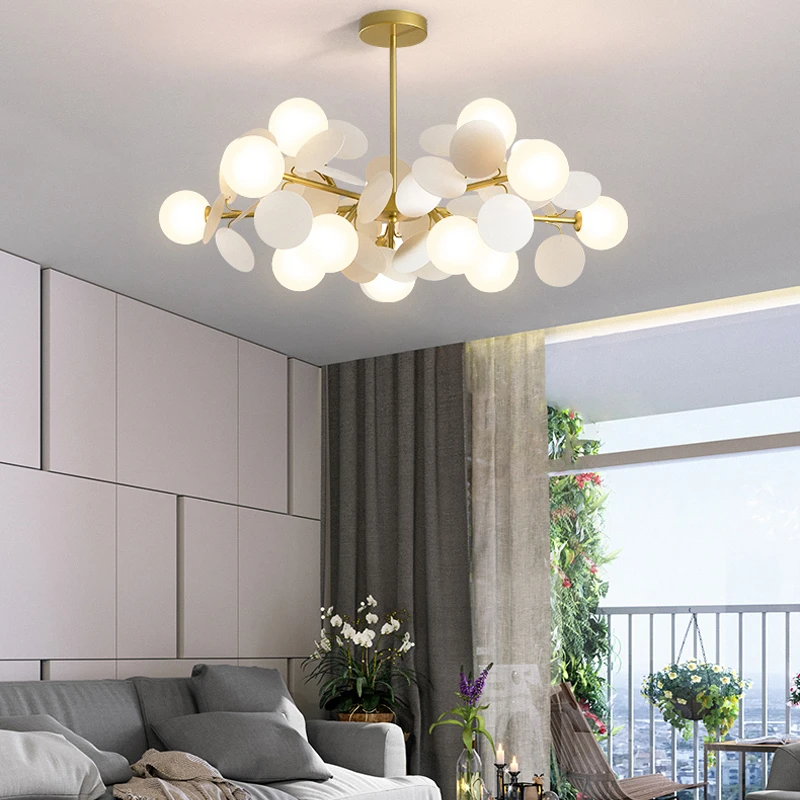 Modern Glass Ball Color Films Led Ceiling Chandelier for Bedroom Children\'s Living Room Lamp Home Decor Hanging Light Fixture