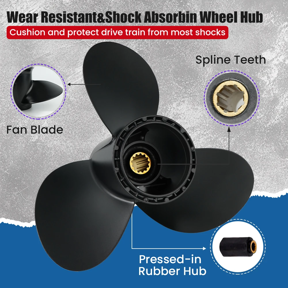 11 5/8x12 Outboard Propeller For Suzuki 35HP 40HP 50HP 55HP 13 Spline Aluminum Alloy 3 Blade Screw Boat Motor 58100-95393-019