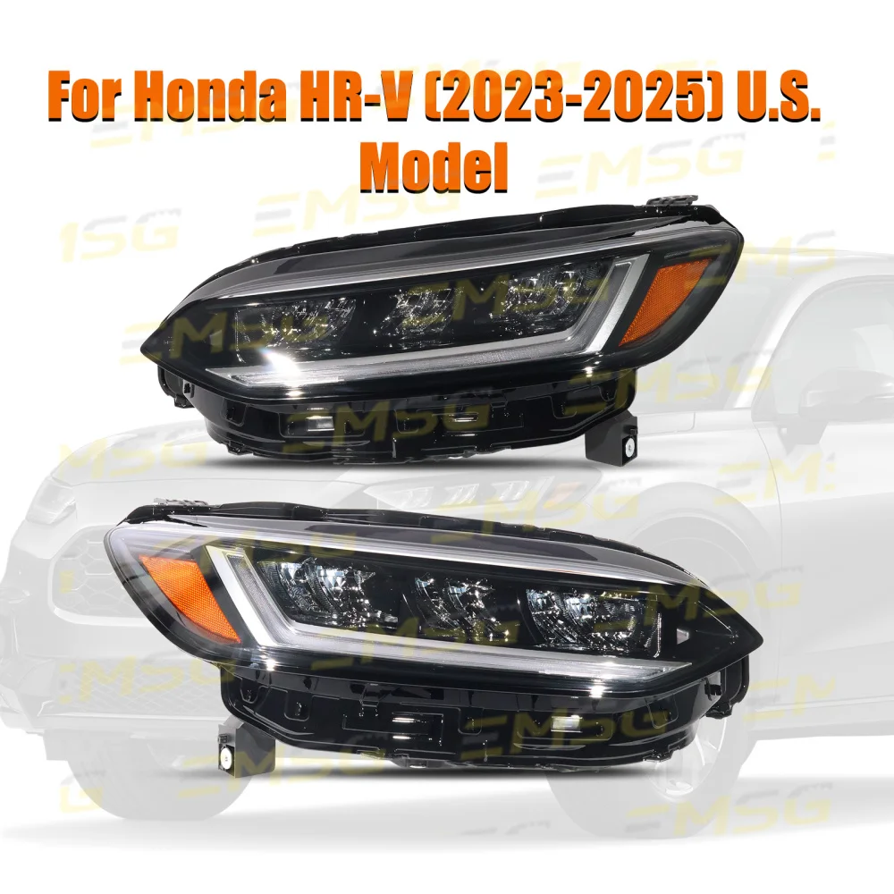 Zestaw przednich reflektorów LED do Hondy HR-V HRV 2023 2024 2025, wersja amerykańska, akcesoria samochodowe, 8PIN, kierunkowskaz, światła do jazdy dziennej (DRL), 331503W0A02
