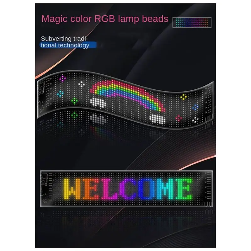 GTBL LED Matrix Panel Programmable Flexible Screen IP65 Display Animation Message Scrolling Sign APP Control Cars Shop Bar