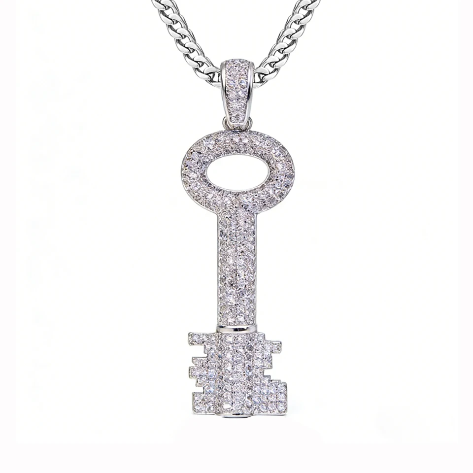 VANAXIN Romantic Key Pendant Necklaces Charms Cute Lock Heart Jewels High Quality Silver Color Chain Valentine Gift