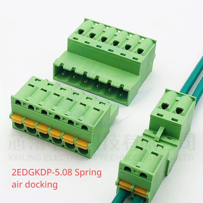 Welding-free and Screw-free 2EDGKDP-5.08mm Spring-pressed Plug-in Terminal Block Male and Female Complete Set 2P-24P