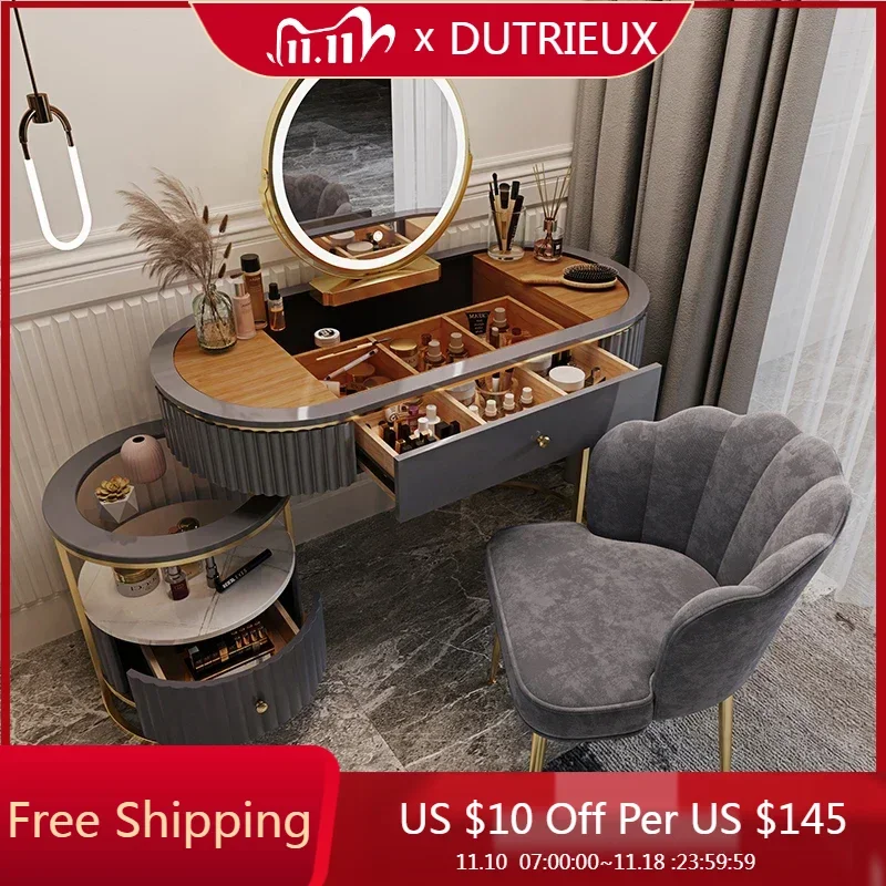 Luxury Charm Dressing Table Luxury Nordic Salon Drawer Nordic Dressing Table Mirror Chair Storage Coiffeuse Furniture Makeup