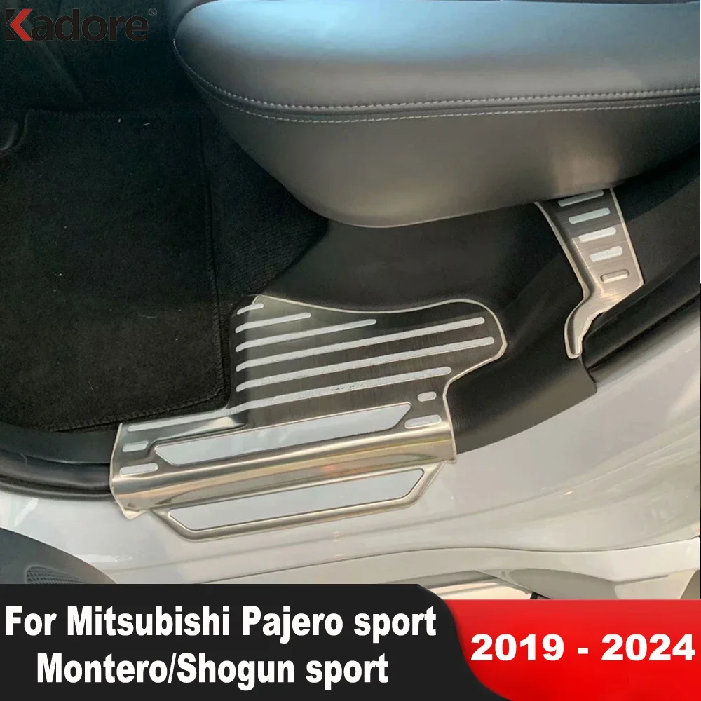 For Mitsubishi Pajero/Montero/Shogun sport 2019-2023 2024 Stainless Car Inner Door Sill Scuff Plate Cover Trim Threshold Guard