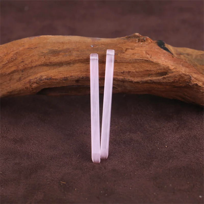Natural  Pink Cymophane Long Strip Earring Beads for Jewelry Making, Handmade Natural stones beads