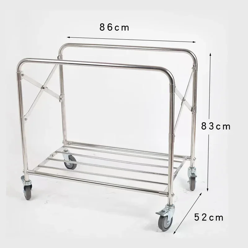 Hotel Room Service Foldable Stainless Steel Laundry Dirty Clothes Universal Carts Housekeeping Linen Cleaning Cart