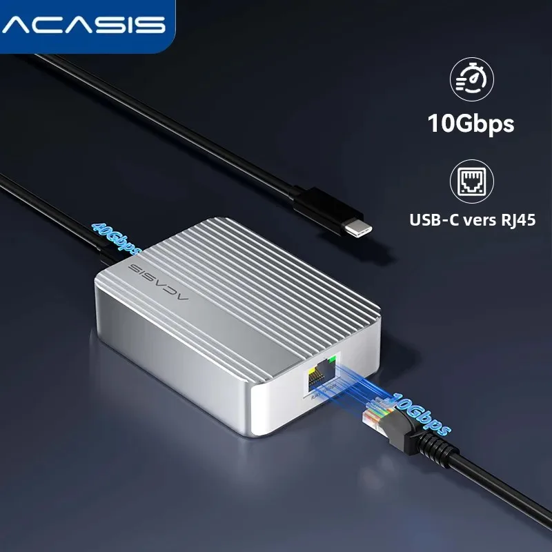 Adaptateur Ethernet USB-C Acasis 10 Gbit/s pour USB4 | MacBook/Mac Studio/PC/Lactop | Carte LAN RJ45 10 000 Mbit/s