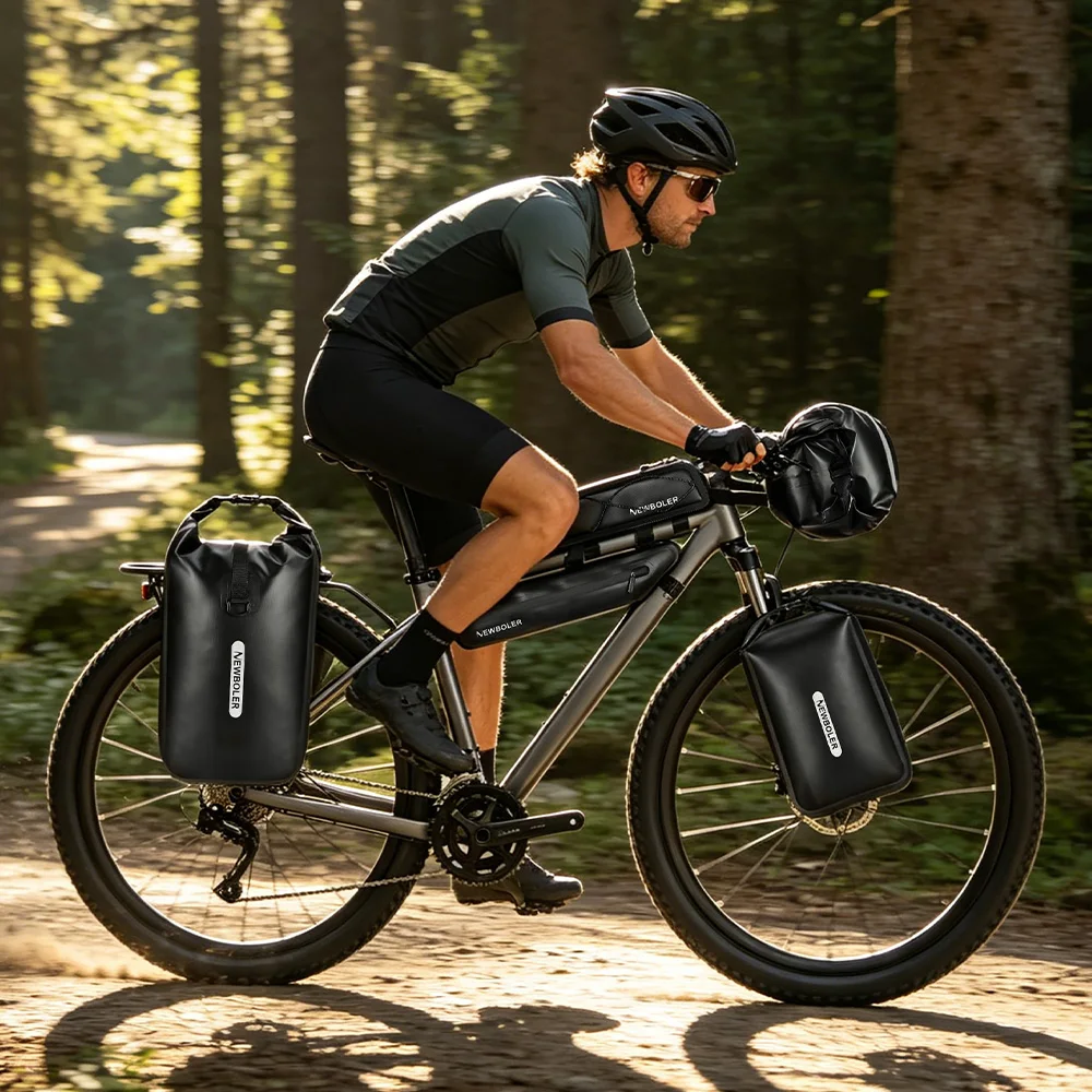 NEWBOLER Waterproof Bikepacking Bike Bag Set Bicycle Travel Bag For MITB Bike Road Bike Long-Distance Touring Cycling Accessorie