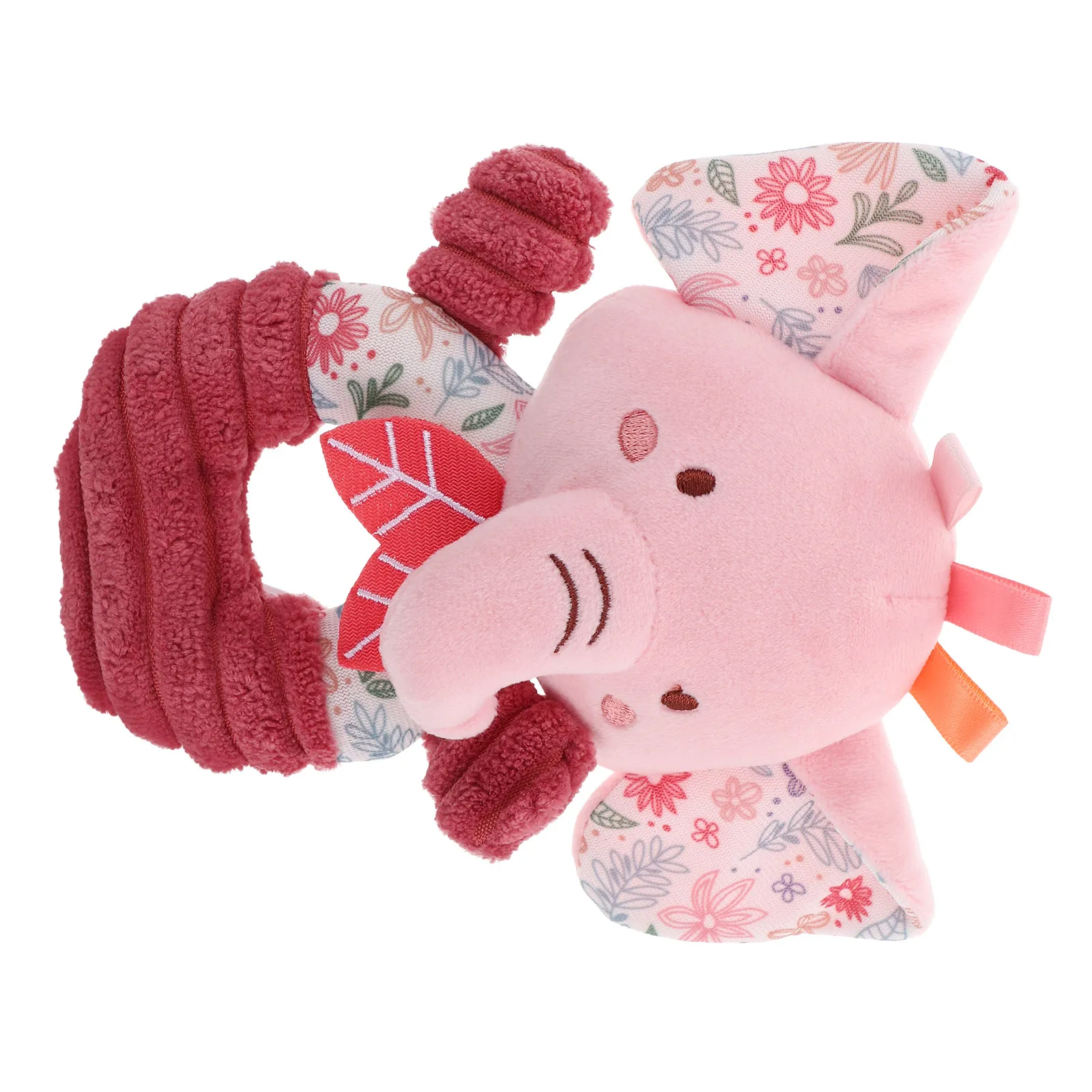 Zachte babyhand voor pasgeborenen Schattige olifantenring met ingebouwde rammelaar, knispergeluid Roze babyring Veilig, comfortabel pasgeboren kind