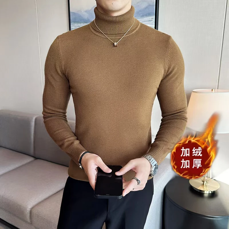 

Зимняя водолазка, простой однотонный толстый теплый свитер, мужская одежда, универсальная эластичная удобная мужская трикотажная одежда 4XL