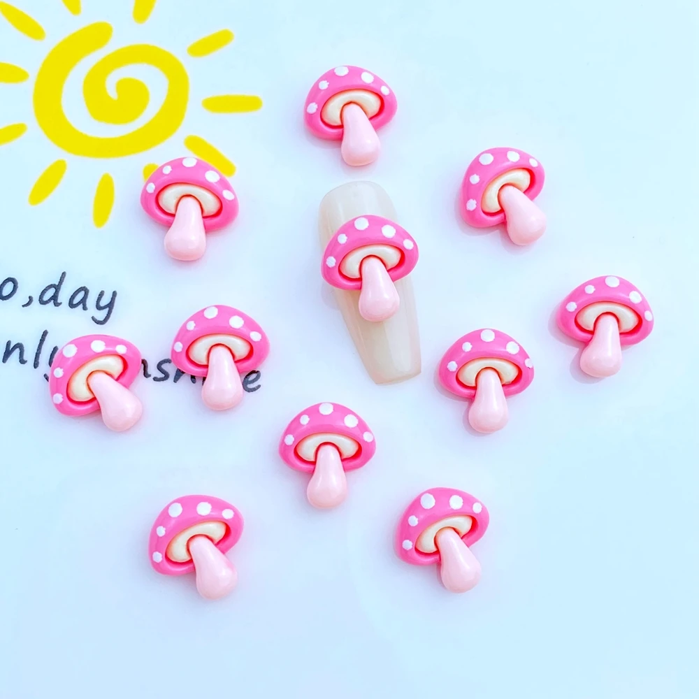 30Pcs DIY Cartoon MiniCute Mushroom Shape Nail Art Decorations Resin Rhinestones 3D Nail Jewelry Charms For Nail Tips