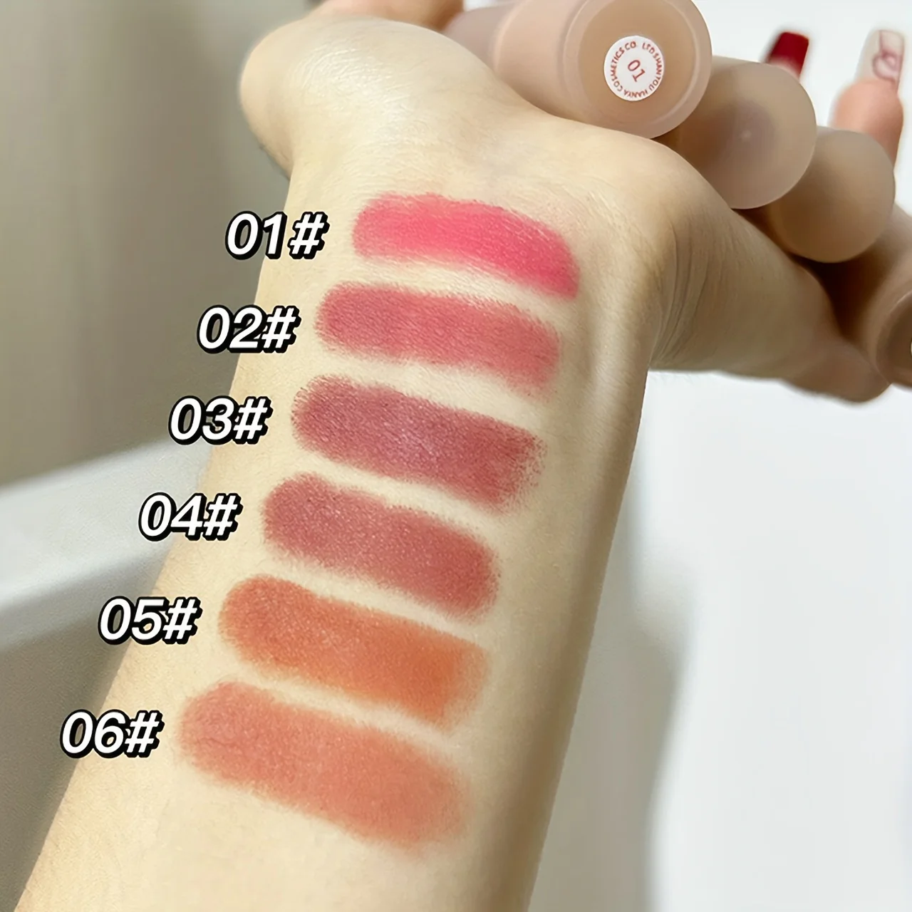 6-color Matte Velvet Mist Lipstick, Air Dimming Velvet Mist Lipstick Lift Long-lasting waterproof non-stick cup Soft Mist matte