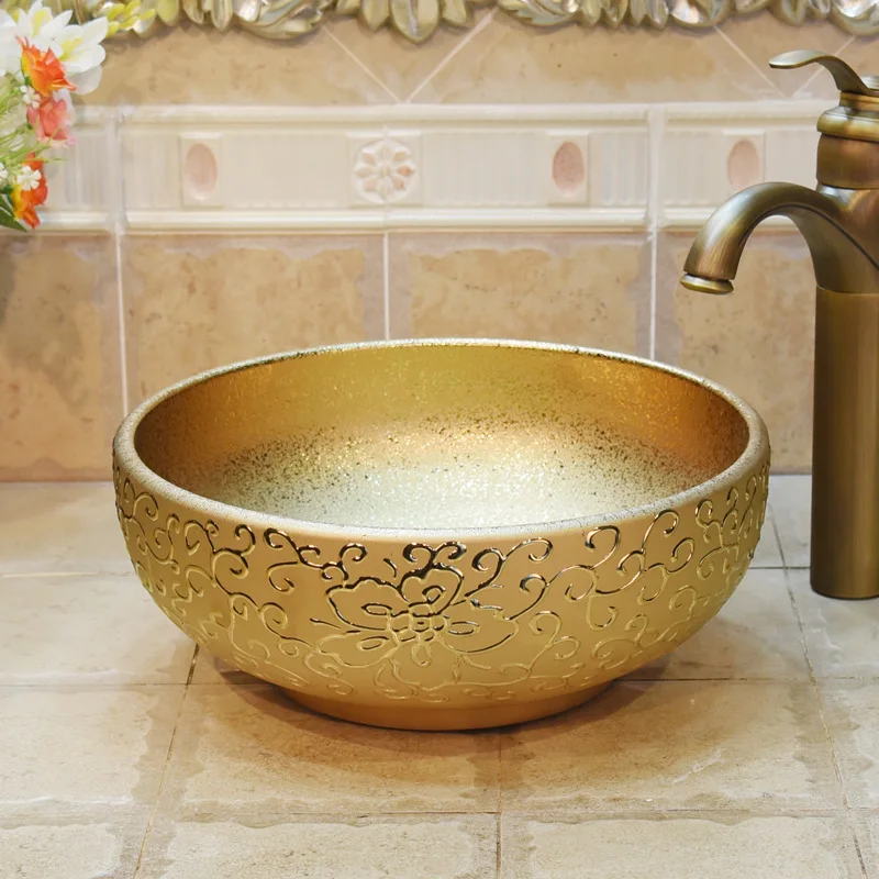 

Ceramic art basin, Thai style bathroom, washbasin,basin on counter, washbasin